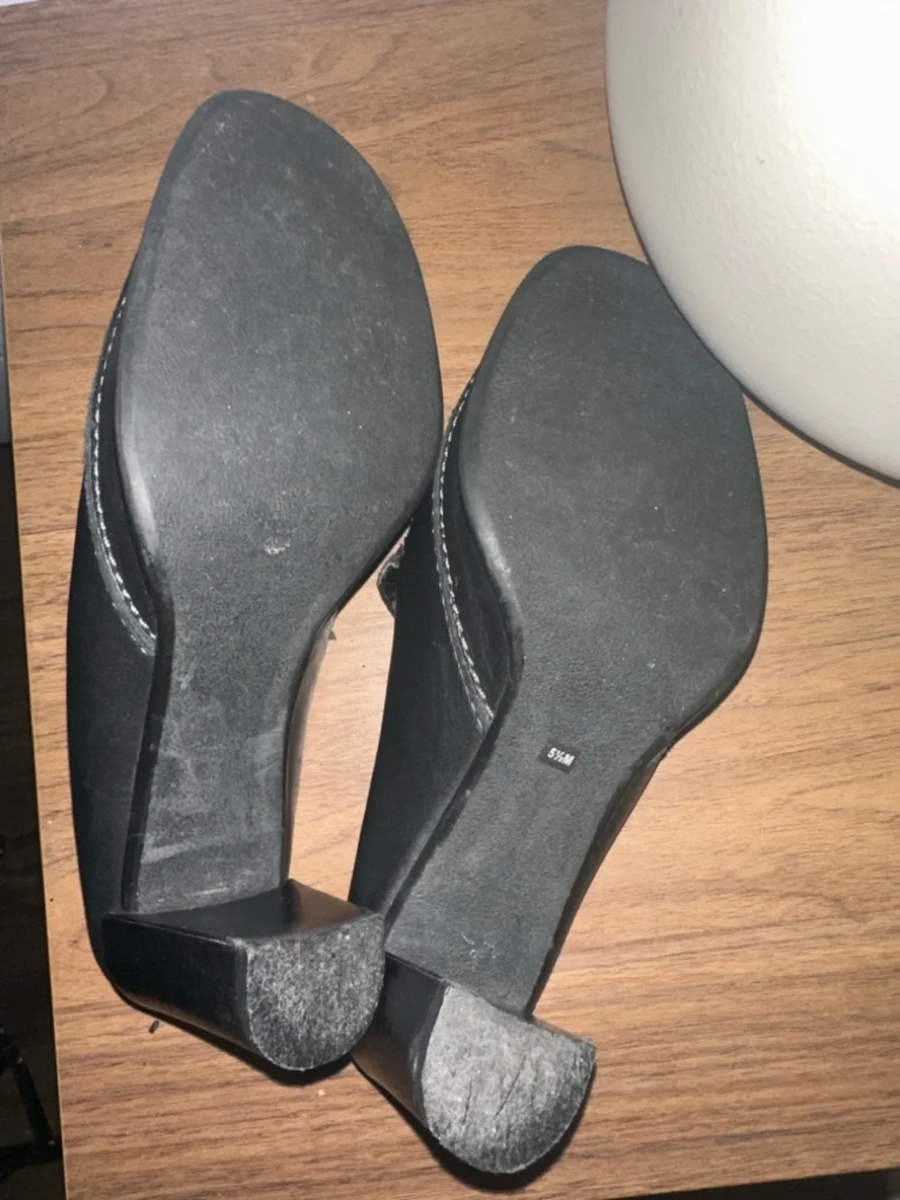 Franco Sarto Black Leather Mule Heels Loafer Slip On 5.5 Preppy Quiet Luxury - Picture 6 of 7